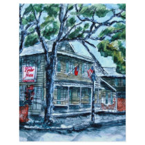 pirates house savannah georgia watercolor painting flyer design