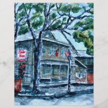 pirates house savannah georgia watercolor painting flyer design