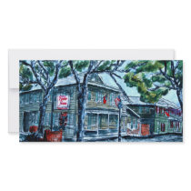 pirates house savannah georgia watercolor painting customized photo card