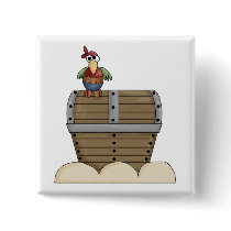 Pirates · Treasure Chest & Parrot Pinback Button