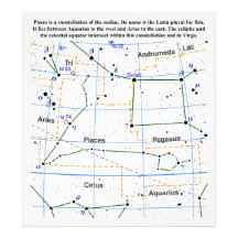 Pisces Constellation Map Chart Art Photo