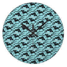 Pisces Fish in Aqua Jewel Ocean Round Wall Clock