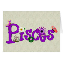 Pisces Flowers Greeting Cards