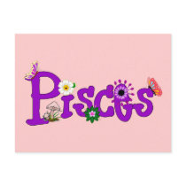 Pisces Flowers Postcard