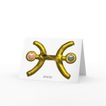 PISCES Pink White Pearls & Gold Zodiac Birthday Cards