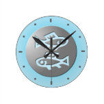 Pisces The Fish Zodiac Silver Blue Clock