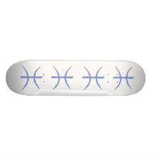 Pisces. Zodiac Astrological Sign. Blue. Skateboard Deck