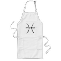 Pisces. Zodiac Astrology Sign. Black. Apron
