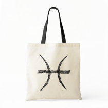 Pisces. Zodiac Astrology Sign. Black. Bag
