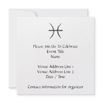 Pisces. Zodiac Astrology Sign. Black. Custom Invite