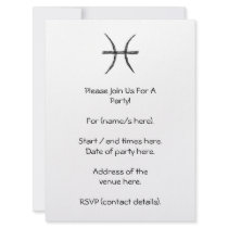 Pisces. Zodiac Astrology Sign. Black. Invitations