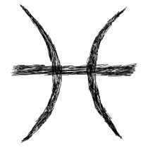 Pisces. Zodiac Astrology Sign. Black. Photo Cut Out