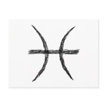 Pisces. Zodiac Astrology Sign. Black. Postcards