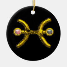PISCES ZODIAC BIRTHDAY JEWEL PINK WHITE PEARL Gold Ornaments