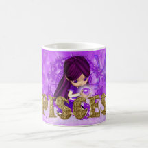 Pisces Zodiac Birthday mug with cutie pie amethys