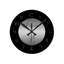 Pisces Zodiac-Faux Brushed Silver/Black