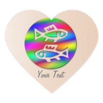 Pisces Zodiac Rainbow Fish Heart Shape Gift Tag
