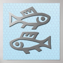 Pisces Zodiac Star Sign In Light Silver Blue