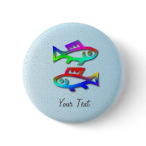 Pisces Zodiac Star Sign Rainbow Fish Badge