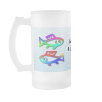 Pisces Zodiac Star Sign Rainbow Fish Drinks Glass Mugs
