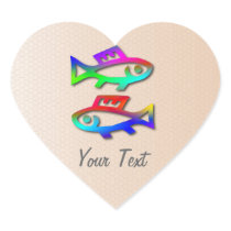 Pisces Zodiac Star Sign Rainbow Fish Heart