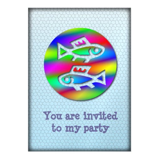 Pisces Zodiac Star Sign Rainbow Fish Party Invite