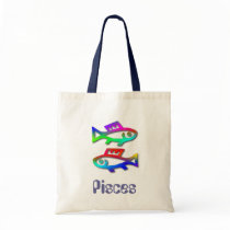 Pisces Zodiac Star Sign Rainbow Fish Shopping Tote Bag