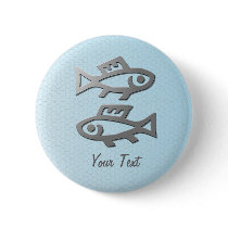 Pisces Zodiac Star Sign Silver Blue Badge