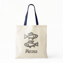 Pisces Zodiac Star Sign Silver Fish Canvas Bags