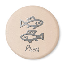 Pisces Zodiac Star Sign Silver Fish Fridge Magnet
