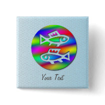 Pisces Zodiac StarSign Rainbow Fish Badge Name Tag