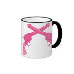 Pistolets croisés rétro par rose mug à café