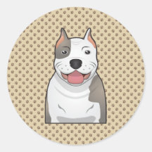 Pit Bull Cartoon Round Stickers