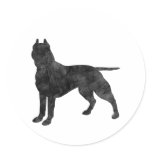 Pit Bull Dog Grunge Silhouette Round Sticker