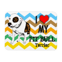 Pit Bull Terrier Earth Tones Chevron Fridge Magnet