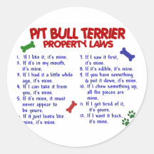 PIT BULL TERRIER Property Laws 2 Stickers