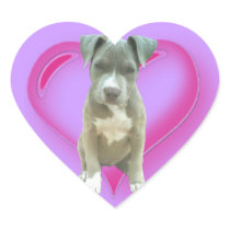 Pitbull puppy heart sticker
