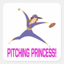 Pitching Princess Square Stickers