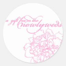 Pivoine de rose d'autocollant de faveur de mariage