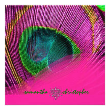 PixDezine Psychedelic Peacock feather Personalized Invitations