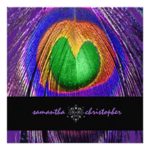 PixDezine Psychedelic Peacock feather Personalized Invitation