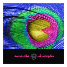 PixDezine Psychedelic Peacock feather Personalized Announcements