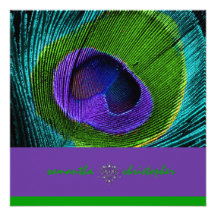 PixDezine Psychedelic Peacock feather Personalized Announcement