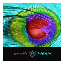 PixDezine Psychedelic Peacock feather Invitations