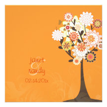 PixDezine retro tree/autumn / fall wedding Invite