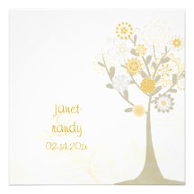 PixDezine retro tree/ winter wedding Invites