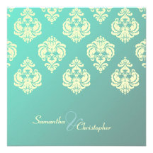 PixDezine Rossellini Damask/ Ivory + Teal Announcement