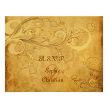 PixDezine Vintage cream swirls/RSVPs for 5x7 Personalized Announcement
