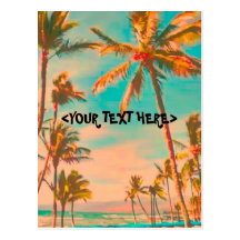 PixDezine Vintage Hawaiian Beach Scene Post Card