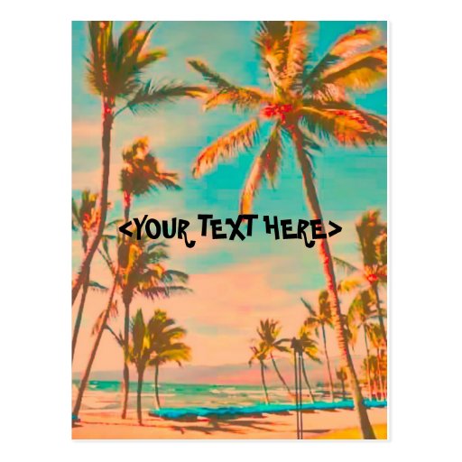 PixDezine Vintage Hawaiian Beach Scene Postcard